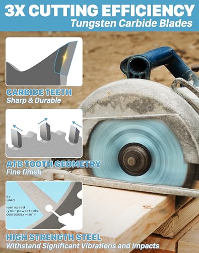 KEENTECH 6-1/2" Dia. by 5/8" Bore Woodworking Circular Saw Blade 40T 3-Pack, Tungsten Carbide Tipped, ATAF Grind - Image 4