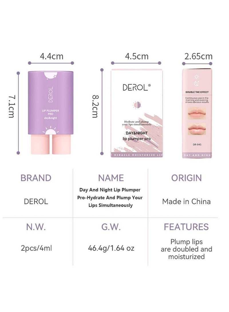 Lip Plumper Set 2PCS Day and Night Maximizer Hydrating Lip Care Maximizer Volume Balm Extreme Buxom Plant Lip Essence Oil Treatment Serum for Dry Cracked Lips Hydrating Plumping Gloss Kit