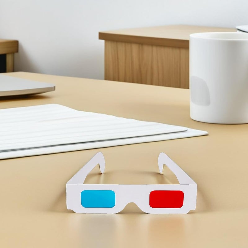 Zerodeko 200pcs Red Blue 3D Glasses Cardboard Anaglyph Paper Eyewear for Movies and Projector Viewing, Lightweight Folded Design with Protective Sleeve for Adults - Image 4