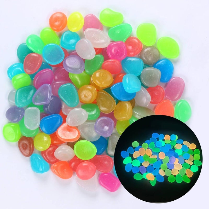 100 pieces of luminous stone, luminous garden pebble stone, luminous stone outdoor decoration, garden lawn, aquarium, trail, path, fish tank (mixed color) - Image 2