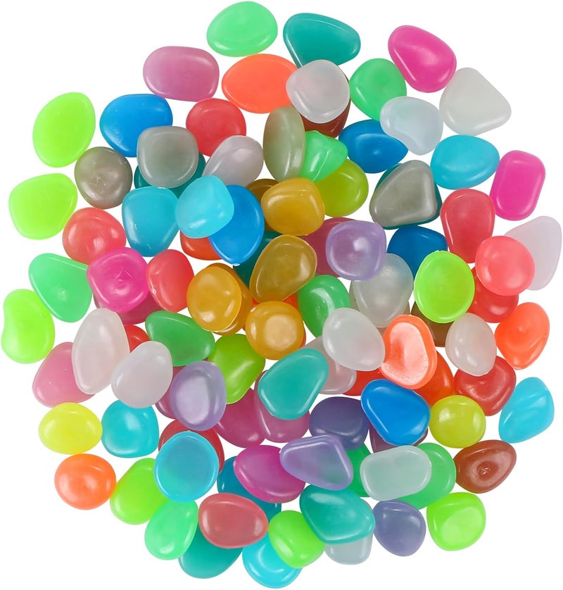 100 pieces of luminous stone, luminous garden pebble stone, luminous stone outdoor decoration, garden lawn, aquarium, trail, path, fish tank (mixed color) - Image 1
