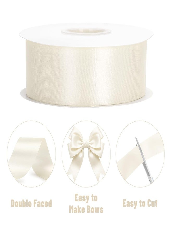 KINGLAKE Double Faced Ivory Satin Ribbon - 1-1/2 Inch x 50 Yards - Image 3