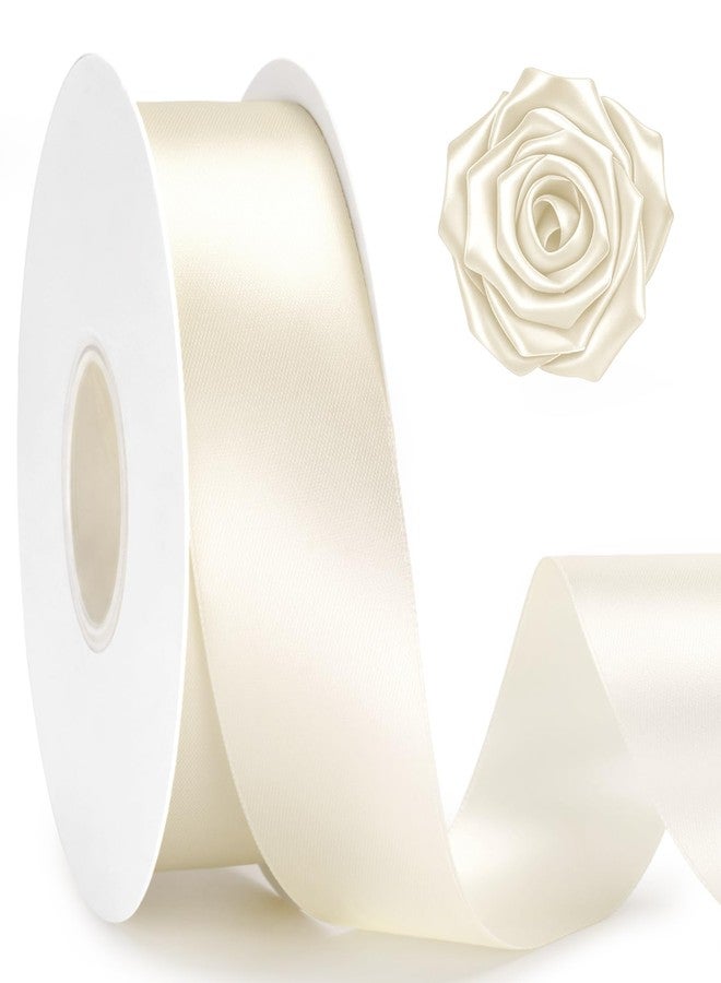 KINGLAKE Double Faced Ivory Satin Ribbon - 1-1/2 Inch x 50 Yards - Image 1