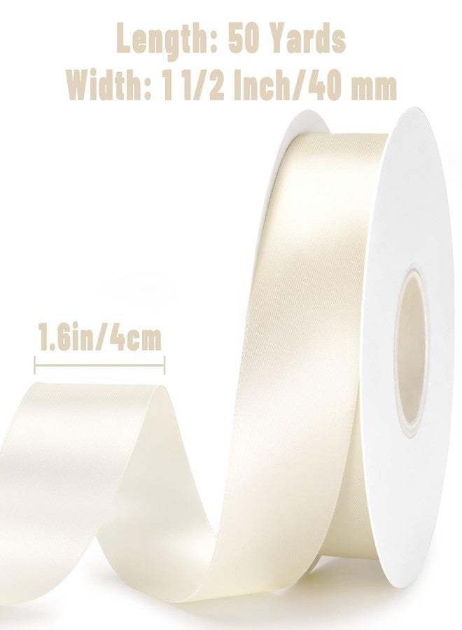 KINGLAKE Double Faced Ivory Satin Ribbon - 1-1/2 Inch x 50 Yards - Image 2