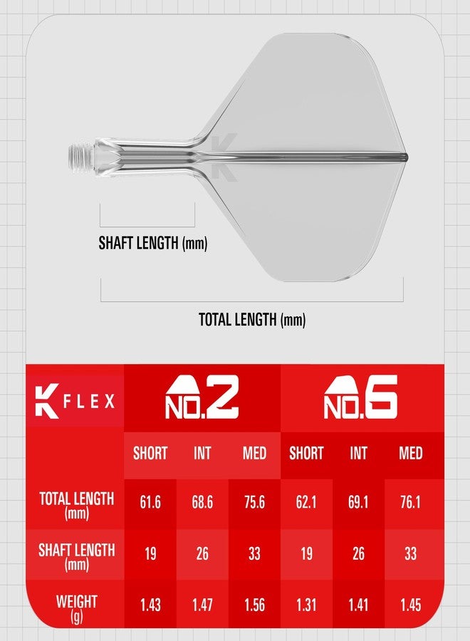 تارجت دارتس ريش وأعمدة سهام Target Darts K Flex المتكاملة، رقم 2 شفاف (متوسط) | عبوة من 3 قطع K-Flex - رقم 2، ريشة وعمود سهام Kflex مصبوبة بالكامل في قطعة واحدة | ملحقات سهام احترافية - Image 4