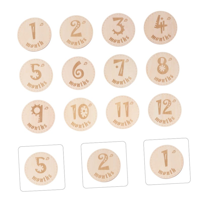 Wooden Milestone Cards Set 12Pcs Newborn Photography Props Monthly Growth Signs - Image 4