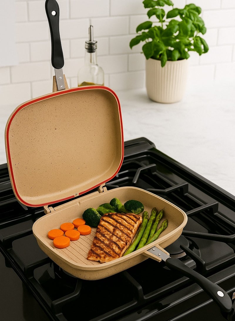 PROCILA Non-Stick Granite Double Sided Grill Beige 36cm - Image 1