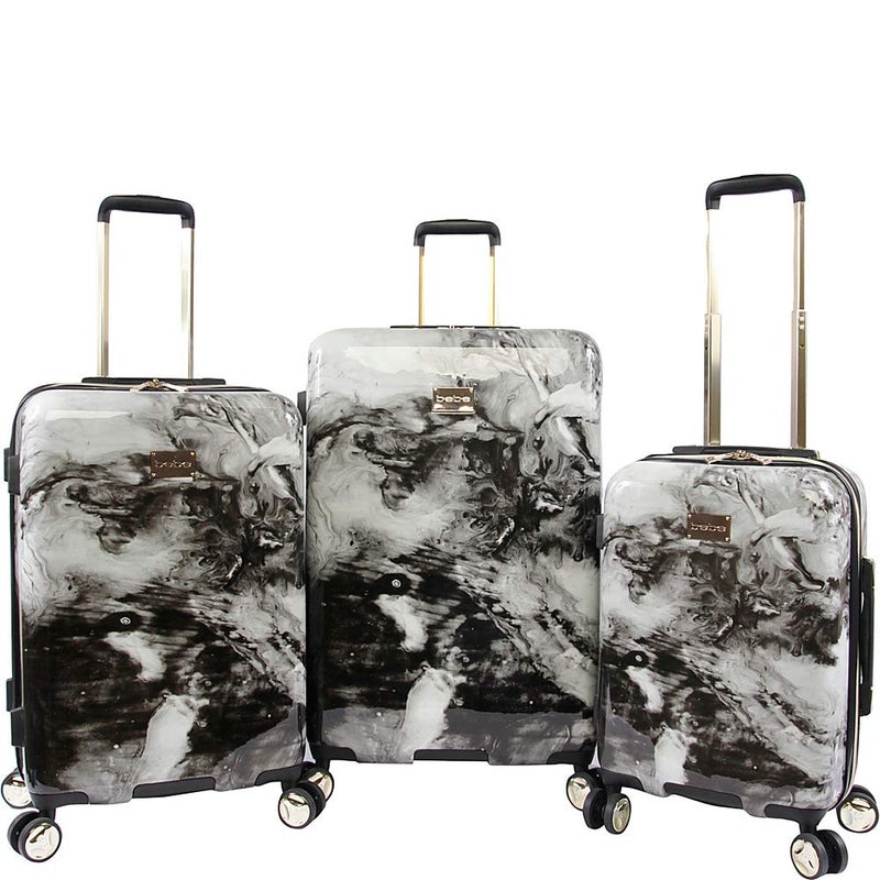 bebe BEBE Women's Teresa 3pc Spinner Suitcase Set, Black Marble, One Size, Teresa 3pc Spinner Suitcase Set  - Image 1