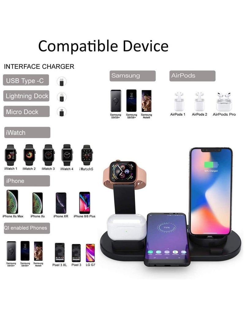 Wireless Charger 3 in 1 Fast Charging Station 10W Charging Dock Stand Compatible for iWatch Series iPhone 14-11 Series/XS/XR/X/8 Samaung Galaxsy S21/S20 - Image 5