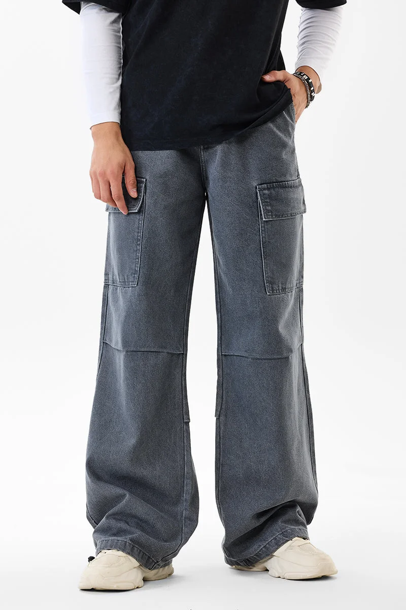 SNITCH Baggy Denim Parachute Pants