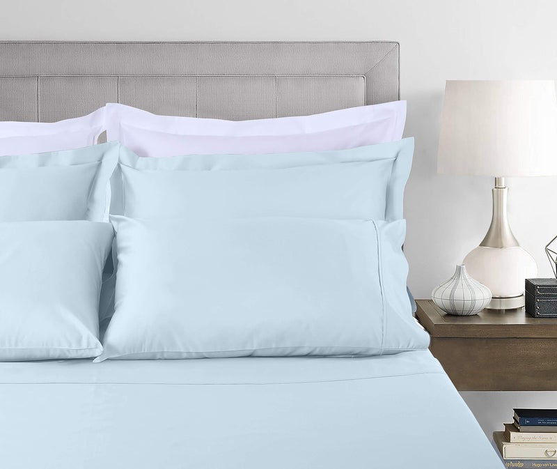 Threadmill Cotton Queen Sheet Set  500 Thread Count Bed Sheets  100% Cotton Sheets Set for Queen Size Bed  Smoother Than Egyptian Cotton Claims  4 Pc Set with Deep Pockets  Light Blue - Image 4