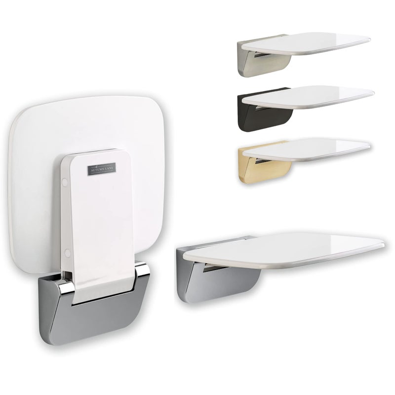 AUTUMN LANE AUTUMN LANE Folding Shower Seat Wall Mounted  Secure Fold Down Shower Bench 350lbs Capacity SpaceSaving  Easy to Clean Polished Chrome 