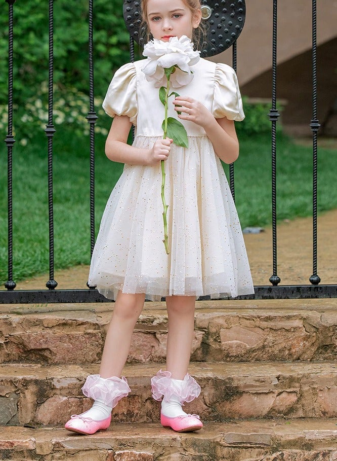 Y&D 5 Pairs Girls Lace Socks for 8-10 Years Old Cotton Children Double Ruffle Eyelet Sock Ruffled Dress Big Full Organza with Trim Pageant Fanfare Foldover Ankle Style  - Image 5