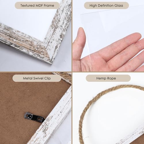 QUTREY 4x6 Picture Frames Collage, 3 Openings 4 x 6 Vertical Hanging Photo Frames Display 4 by 6 inch Pictures for Wall Decor, Distressed White - Image 3