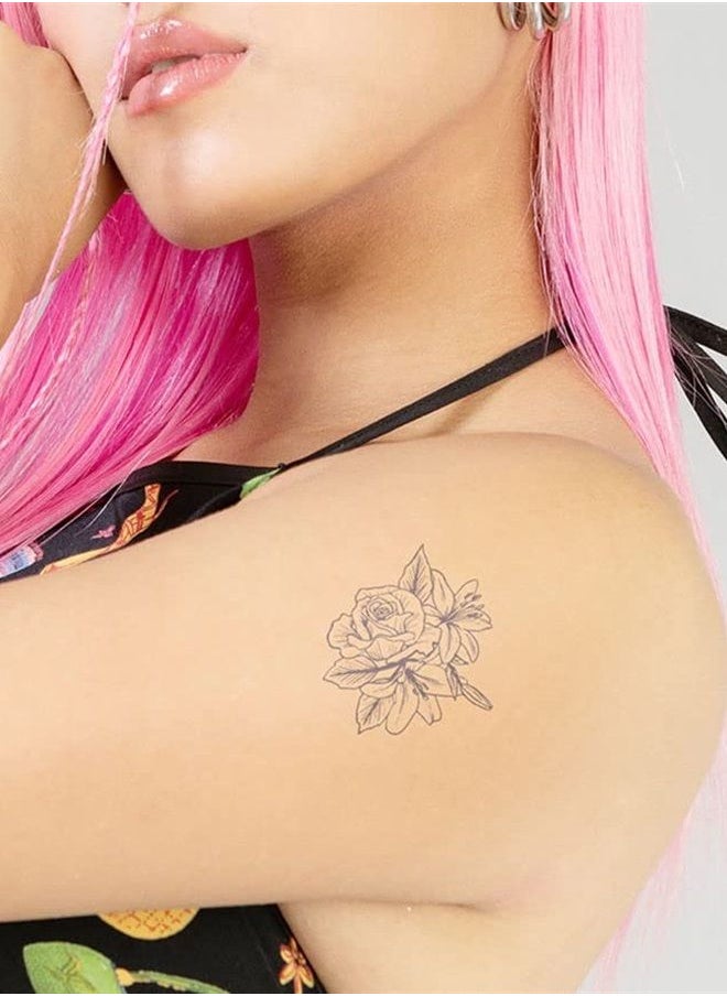 inkbox Inkbox Temporary Tattoos, Semi-Permanent Tattoo, One Premium Easy Long Lasting, Water-Resistant Temp Tattoo with For Now Ink - Lasts 1-2 Weeks, Bloemm, 3 x 3 in  - Image 2