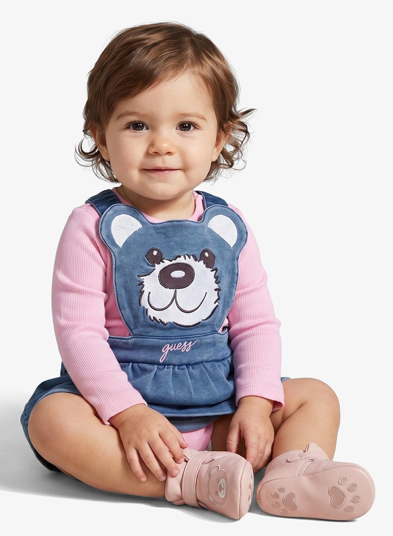 GUESS Kids Set: Long Sleeve Body + Knit Denim Skirt - Image 1