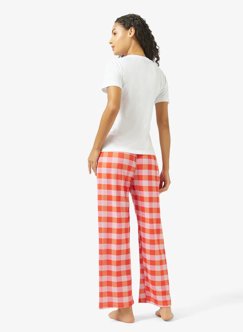 جينجر طقم بيجاما وتيشيرت قطن بالكرز