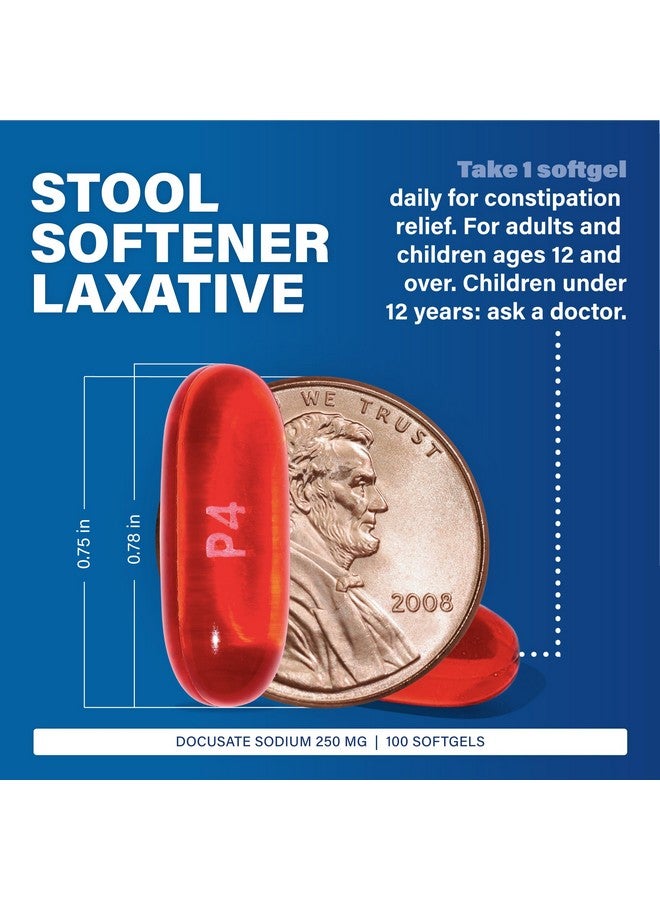 Major Pharmaceuticals MAJOR Docusate Sodium 250 mg - Extra Strength Stool Softener Laxative Softgels for Constipation Relief - Gentle Stool Softeners for Women, Men, and Kids Ages 12+ - 100 Softgels (2 Pack) - Image 2