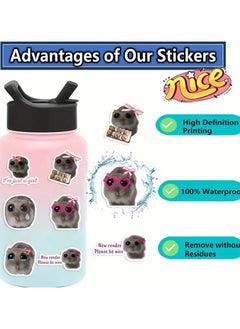 Goolsky 56Pcs Cartoon Sad Hamster Meme Stickers: Waterproof, Self-Adhesive, Reusable, Durable, and Available in Various Sizes for Your Car, Motorcycle, Laptop, Luggage, Water Bottle, Skateboard, Guitar  - Image 3