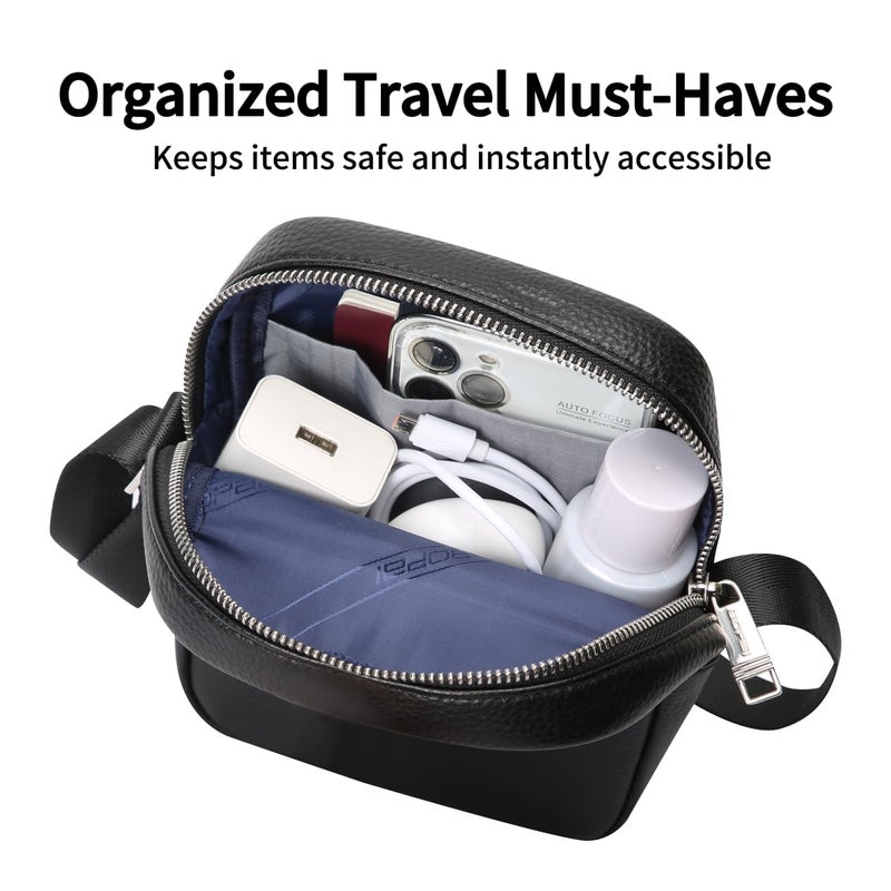 BOPai Genuine Leather Chest Sling Shoulder Crossbody Bag for Men Black - Image 2