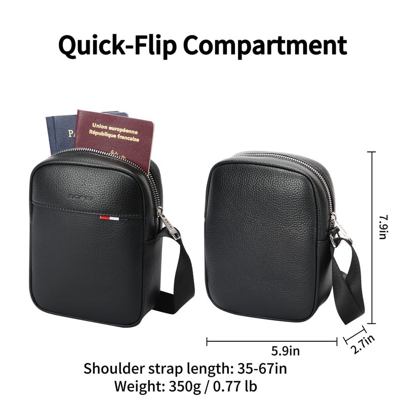 BOPai Genuine Leather Chest Sling Shoulder Crossbody Bag for Men Black - Image 3