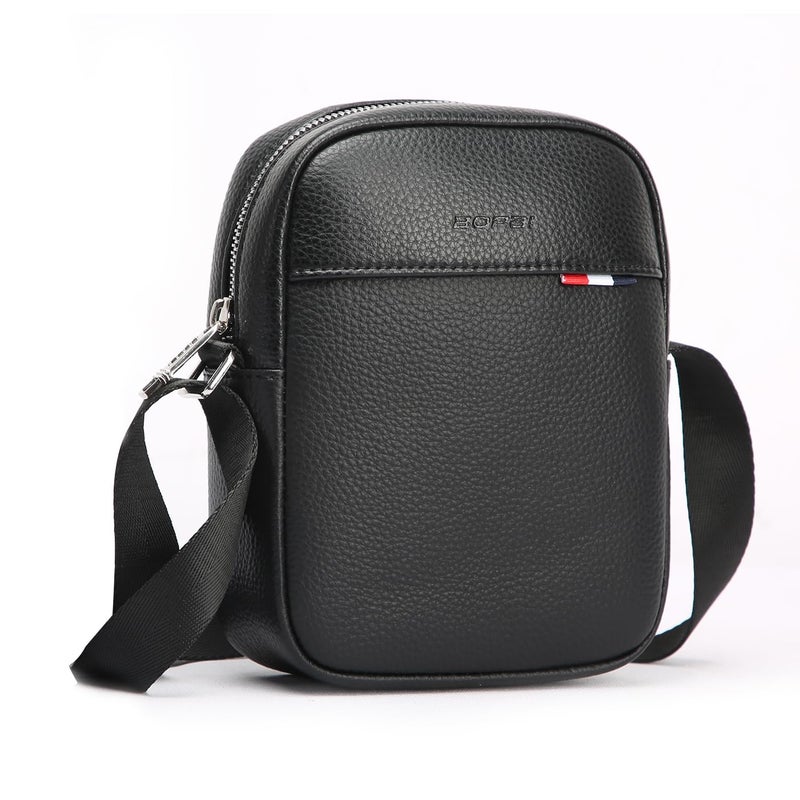 BOPai Genuine Leather Chest Sling Shoulder Crossbody Bag for Men Black - Image 1