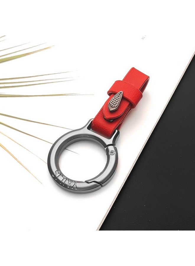 KeyZone Unisex Leather Belt Loop Keychain Keyholder For Car Keys (Red) - Image 2