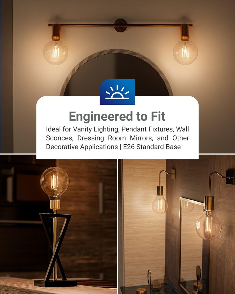 Sunco Lighting Sunco 10 Pack G25 Globe Light Bulbs LED Edison Vanity Light Bulbs, CRI90 2700K Soft White, Dimmable, 5W=60W, Clear Vintage Filament Globe, 500 Lumens, E26 Base Indoor Outdoor Clear UL - Image 4