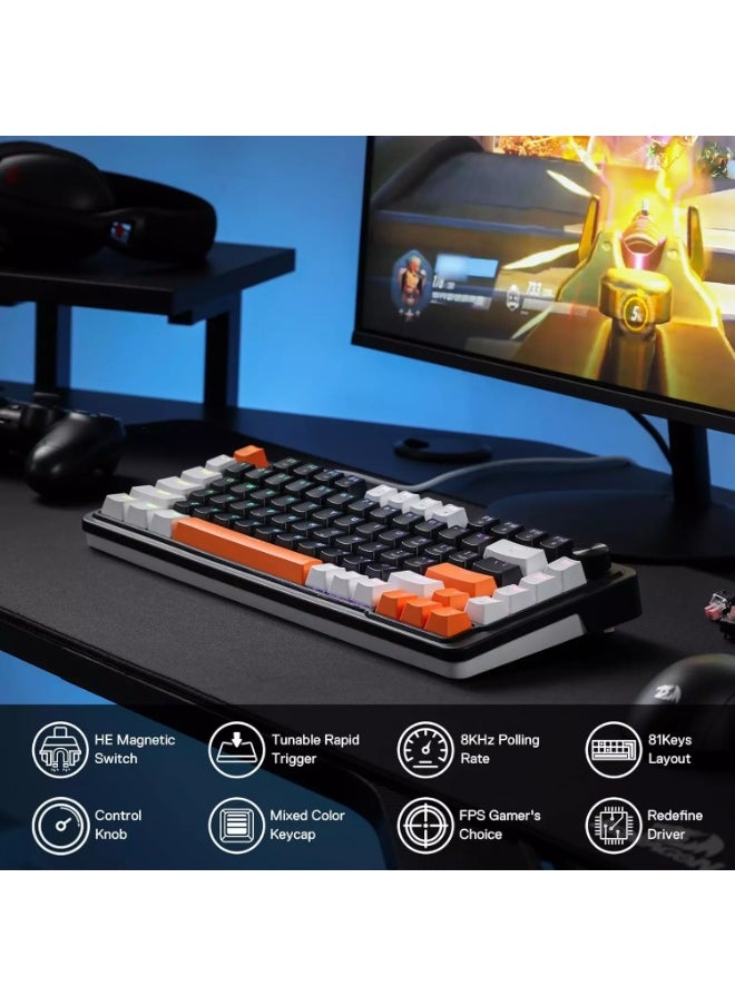 K714 Landshaker Rapid Trigger HE Gaming Magnetic Keyboard, Hyper-Fast Actuation Magnetic Switch, Actuation Point Adjustable, 8K Hz Polling Rate, Dedicated Control Knob