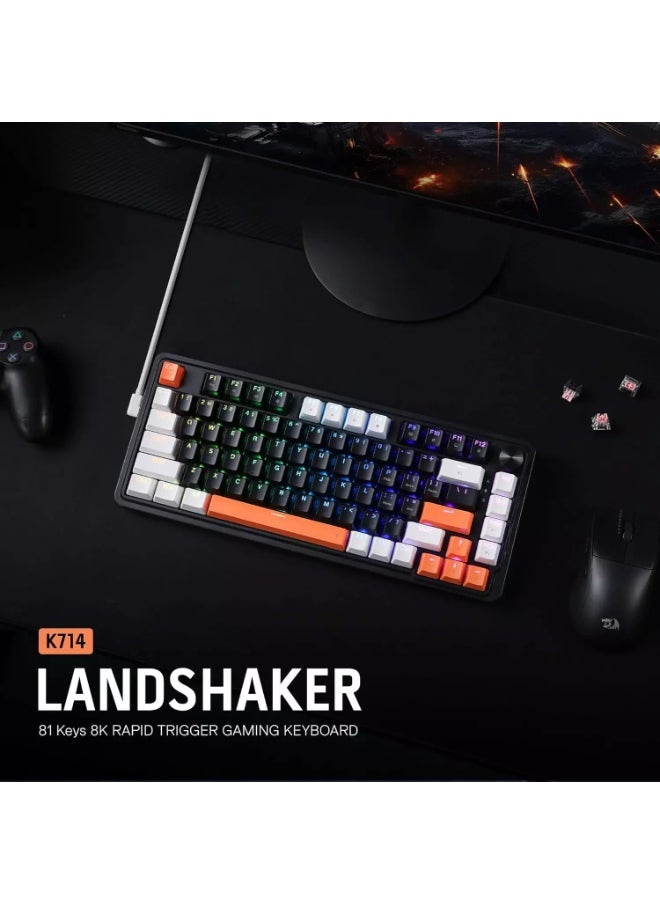REDRAGON K714 Landshaker Rapid Trigger HE Gaming Magnetic Keyboard, Hyper-Fast Actuation Magnetic Switch, Actuation Point Adjustable, 8K Hz Polling Rate, Dedicated Control Knob  - Image 2