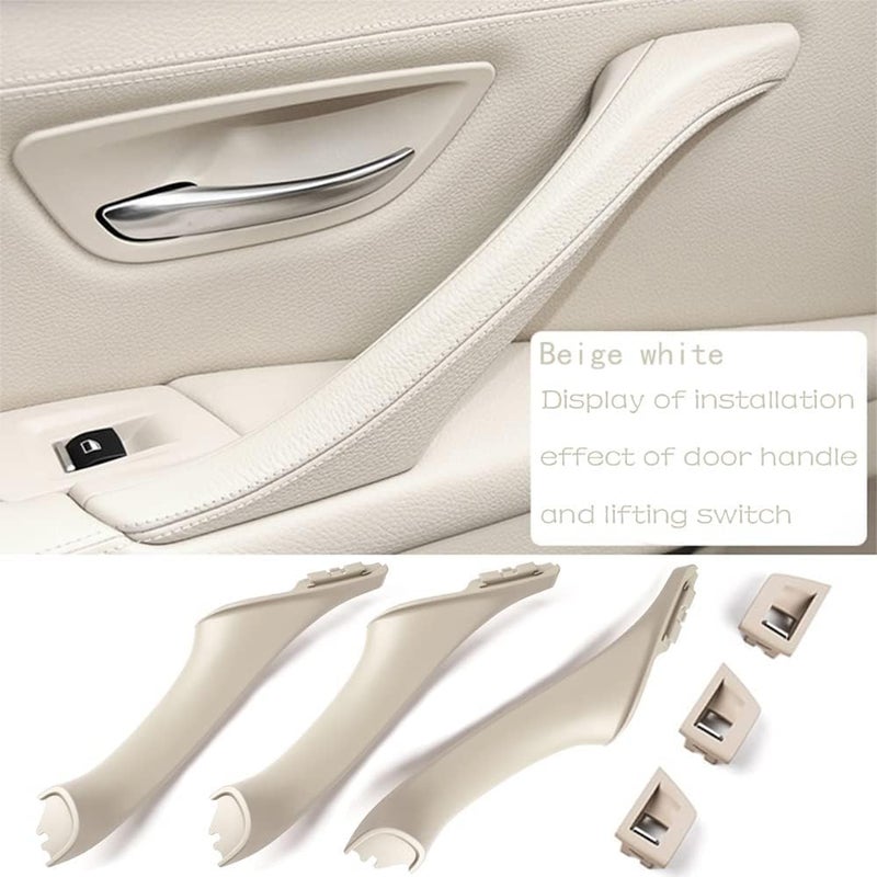 CHUANGHUI Car Door Handle Cover for BMW 5-Series F10 2011–2016 Interior Door Handles Replacement Trim 520i 528i 530i 535d 535i 550i (Beige White) - Image 3