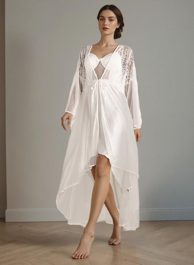 سبلاش فيڤ روب نوم غير متماثل مع روب دانتيل زهري - Image 1