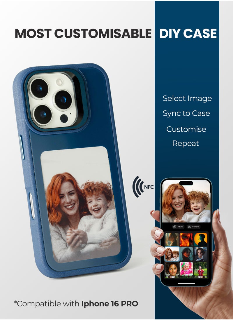 Ai Vista - AI Vista Smart iPhone Case with E-Ink Screen Customizable Display – For iPhone 16 Pro model – Blue with NFC Support / DIY Screen. - Image 1