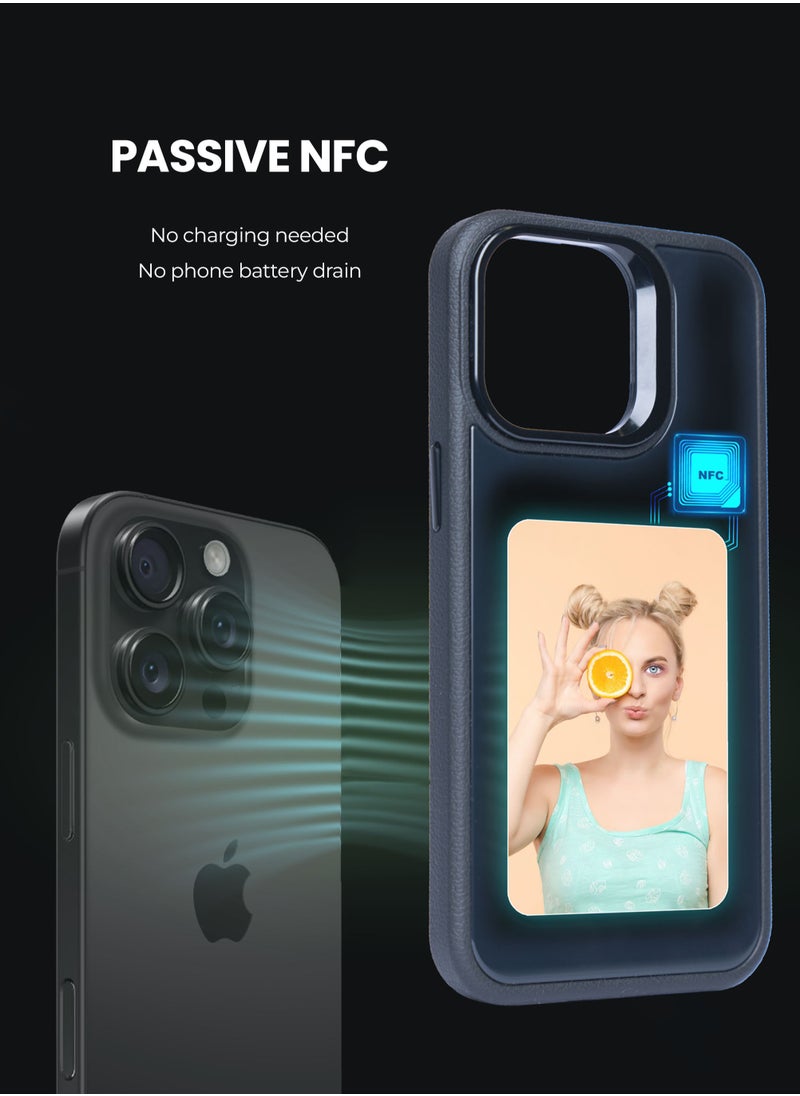 Ai Vista - AI Vista Smart iPhone Case with E-Ink Screen Customizable Display – For iPhone 16 Pro model – Blue with NFC Support / DIY Screen. - Image 1