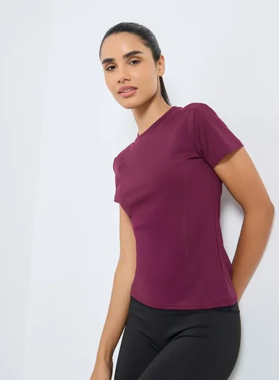 Styli Active Contour Stitch Detail Fitted Short Sleeve Top