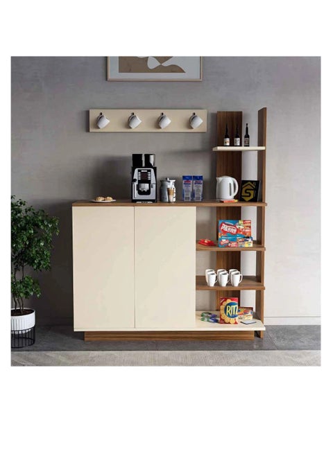 Brown and beige coffee corner table with hanging shelf - RC06 40x120x90 cm