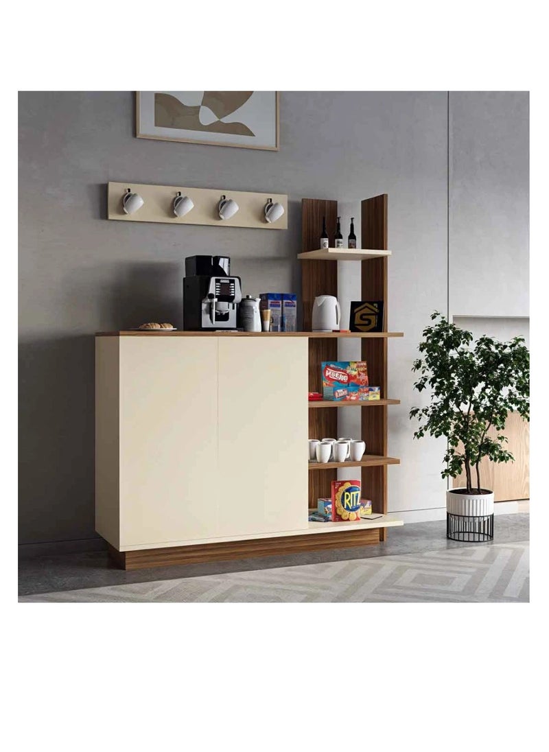 Brown and beige coffee corner table with hanging shelf - RC06 40x120x90 cm