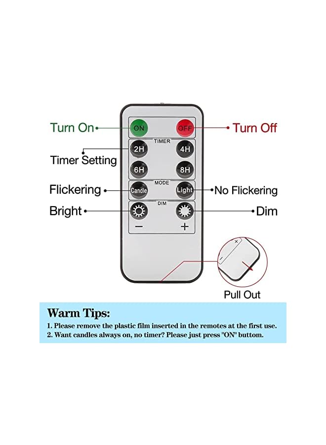 The Bros LED Taper Candles with Remote, 6 Pcs 28cm Long LED Flameless Flickering Window Candles Battery Operated White Candle Sticks for for Home, Restaurant, Wedding, Display Stand Ornaments Decor - Image 3