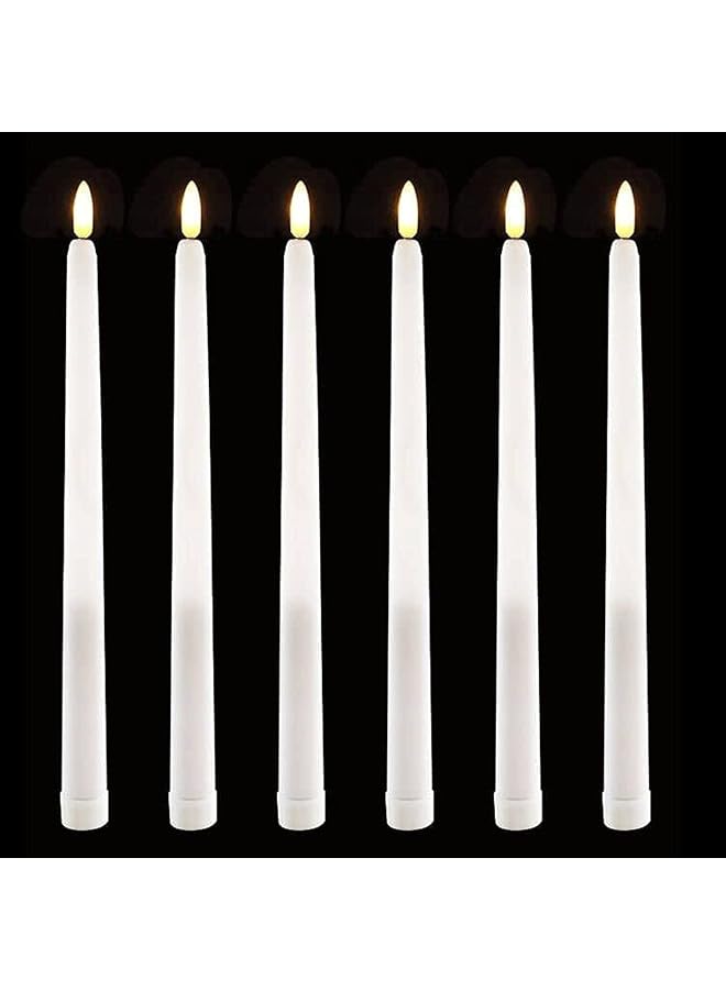 The Bros LED Taper Candles with Remote, 6 Pcs 28cm Long LED Flameless Flickering Window Candles Battery Operated White Candle Sticks for for Home, Restaurant, Wedding, Display Stand Ornaments Decor - Image 1