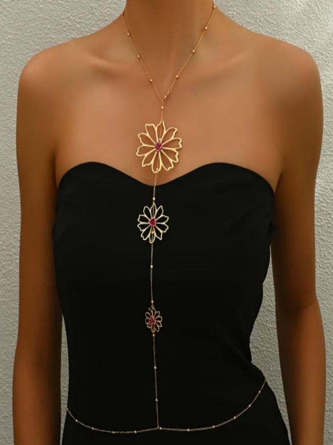 تايك تو سلسلة جسم بنمط أزهار مجوفة - Image 2