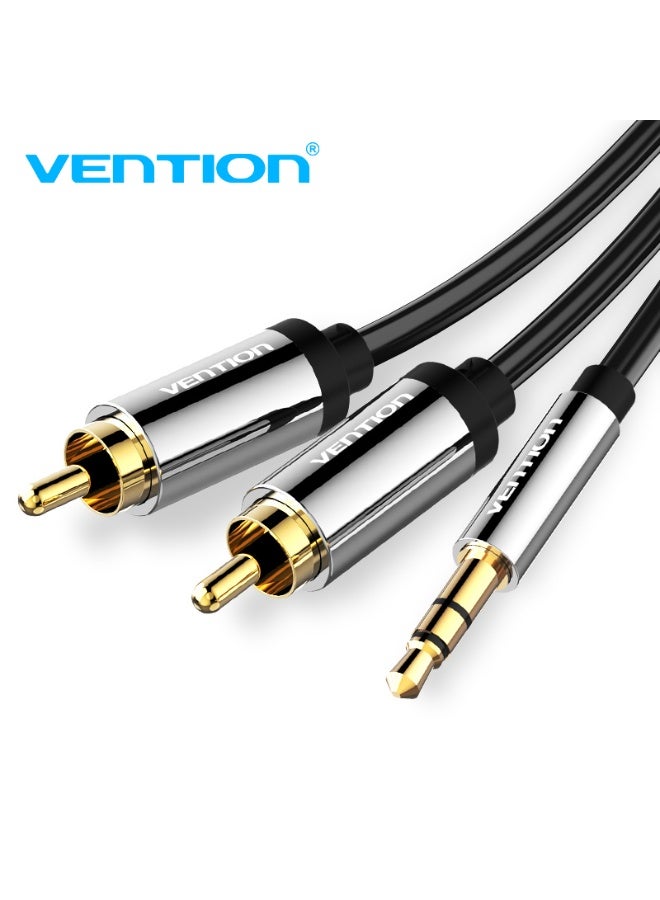 VENTION 3.5mm Male to 2RCA Male Audio Cable  Black Metal Type Model # BCFBD - Image 3