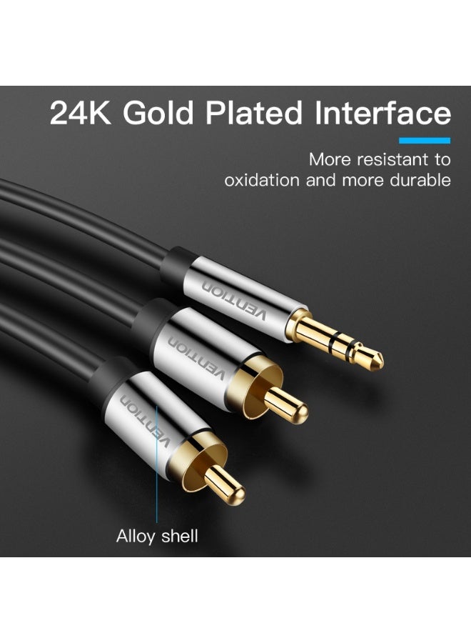 VENTION 3.5mm Male to 2RCA Male Audio Cable  Black Metal Type Model # BCFBD - Image 4