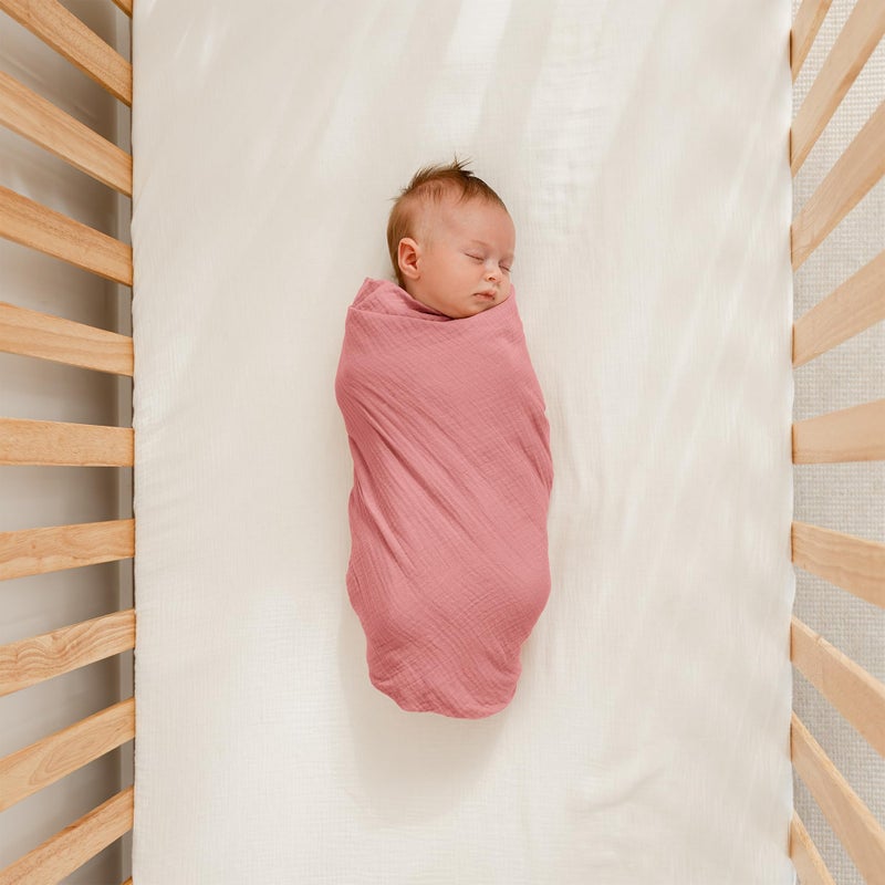 Comfy Cubs Muslin Swaddle Blankets Pack of 3, 42 x 42 Inch Soft 100% Cotton Baby Blanket Set, Large Wraps for Newborns - Self-Soothing Swaddles for Newborns - Blush, Bold Blush, Dusty Rose - Image 3