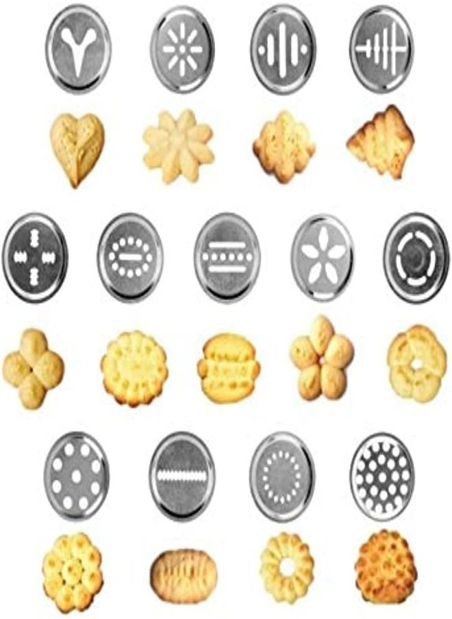 AKDC Cookie Press And Icing Set With Stainless Steel Disks Best Biscuit Maker Cookie Press Kit Includes 13 Cookie Disc Shapes 8 Icing Nozzles  - Image 2