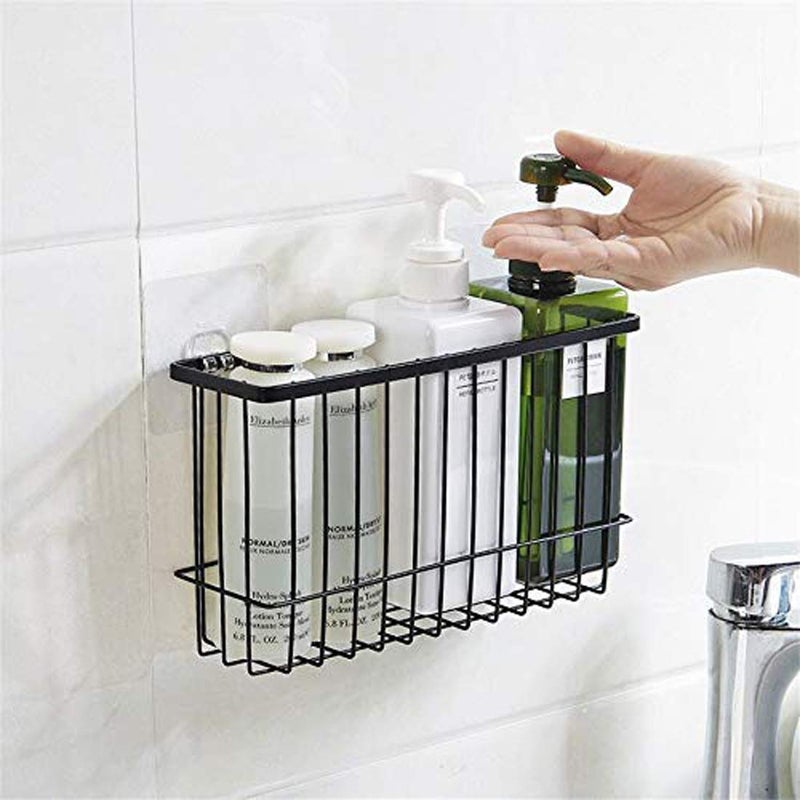 NANIAAY Wall Mounted Stainless Steel Self Adhesive Bathroom Self Storage Shampoo, Soap, Lotions, Oil and Liquid Conditioner Holder Bath Wall Hanging Basket - Image 3