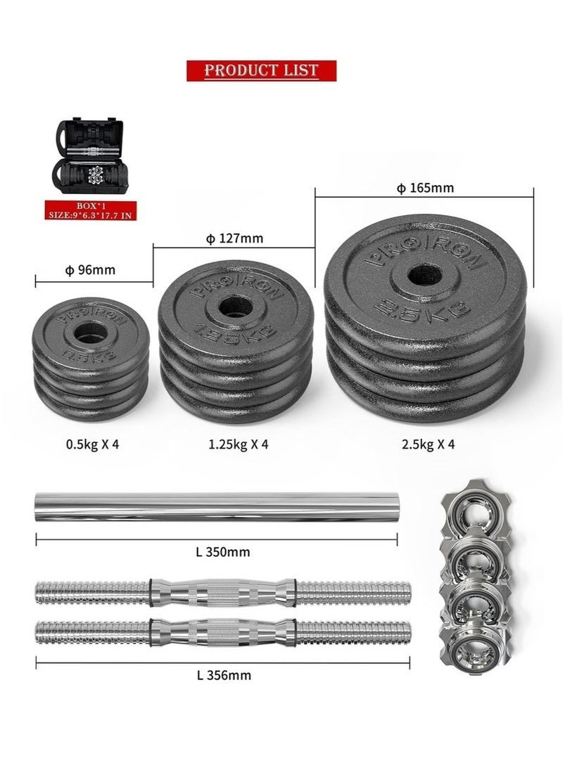 3-in-1 Adjustable dumbbell Set, Barbell and Push-up Stand,Heavy Adjustable Dumbbell Barbell Set 20kg Weight set for Option, Metal Dumbbell Grip and Barbell Bar