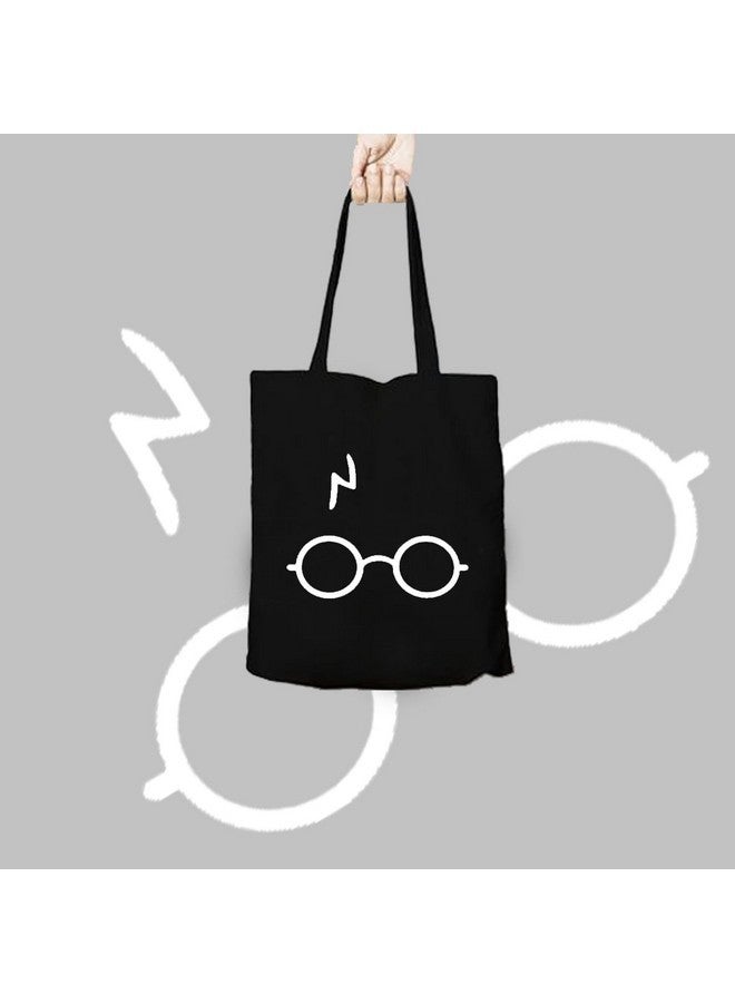 Clapcart Black Canvas Tote Bag for Women | Printed Multipurpose Cotton Zipper Bags | Cute Hand Bag for Girls (Chasma Art Print) - Image 3