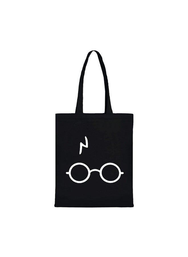 Clapcart Black Canvas Tote Bag for Women | Printed Multipurpose Cotton Zipper Bags | Cute Hand Bag for Girls (Chasma Art Print) - Image 1