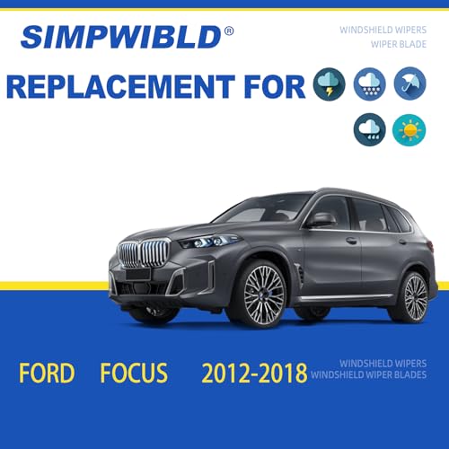 SIMPWIBLD 3 Factory Wiper blades Replacement For 2012-2018 Ford Focus Original Equipment Replacement Windshield Wiper Blades Set 28"+28"+12" (Set of 3) Pinch Tab - Image 2