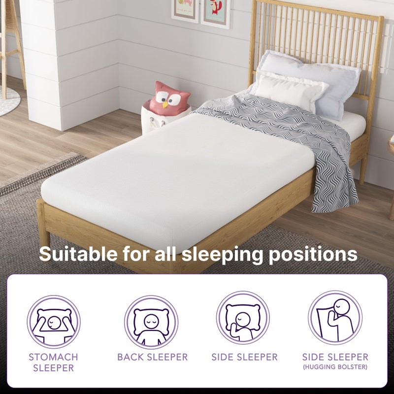NapQueen 5 Inch Twin Memory Foam Mattress, Medium Feel, CertiPUR-US Certified, Bed in a Box, Breathable Soft Fabric Cover, White - Image 2
